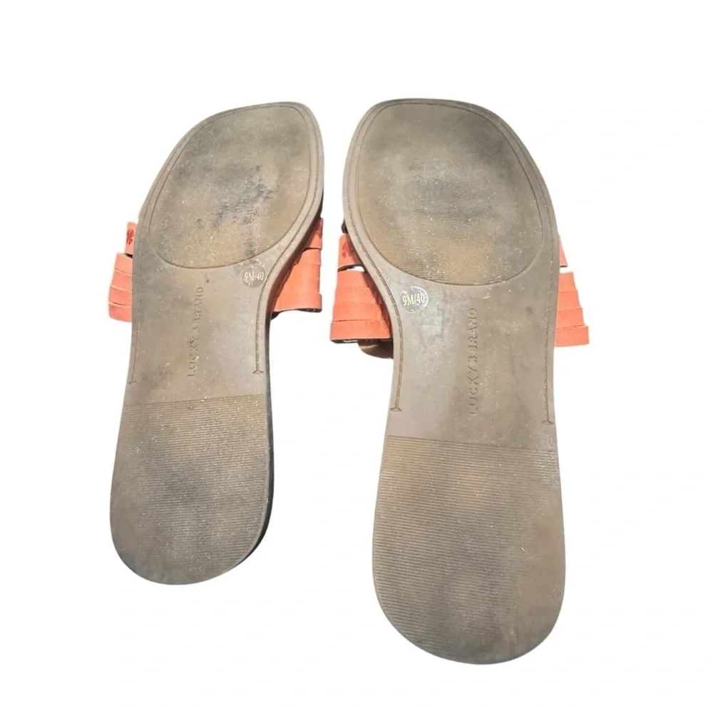 Lucky Brand Women’s Baneen Orange Leather Bohemian Slides Sandals 9M
